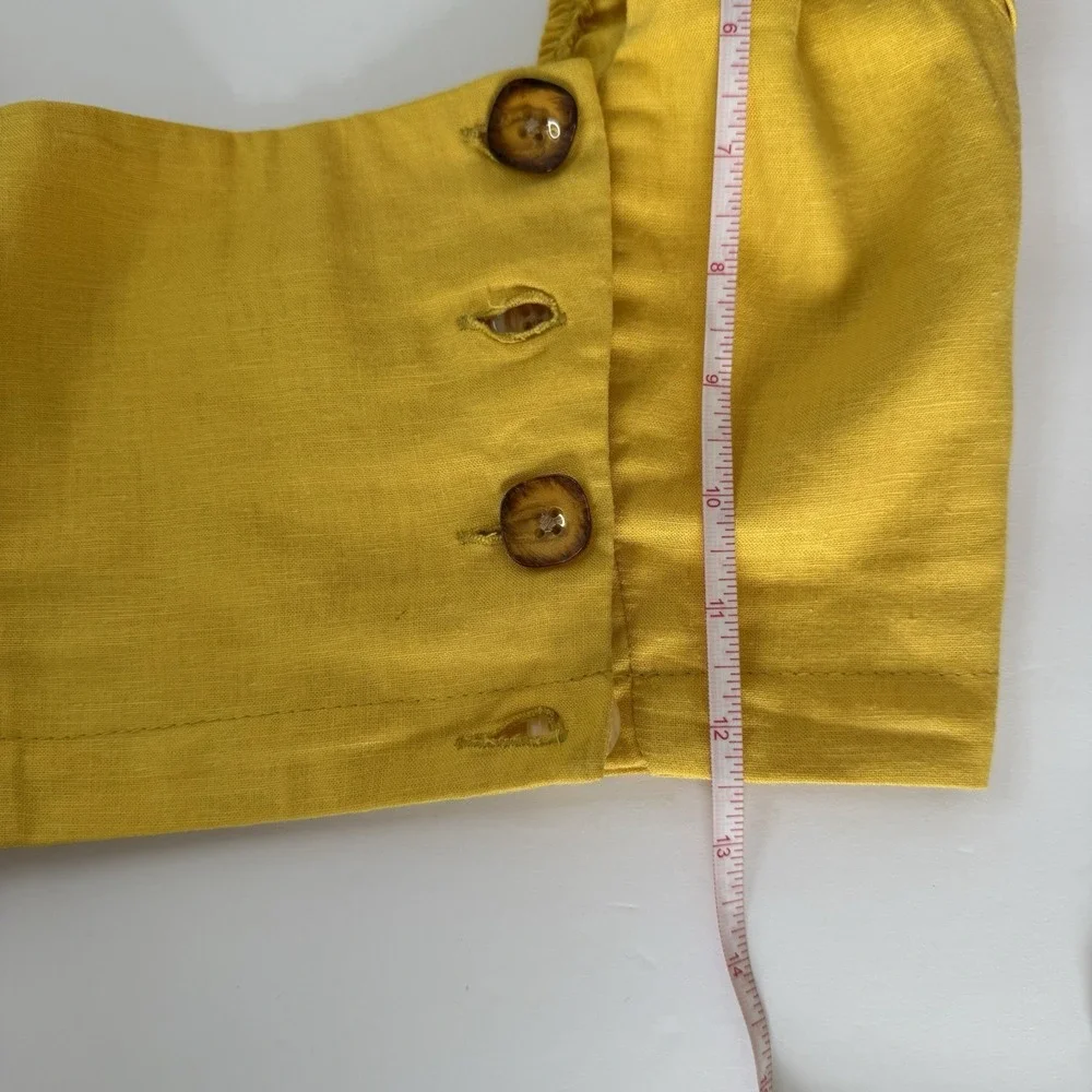 Urban Outfitters womens Set skirt and crop top Size XS Yellow Button Linen